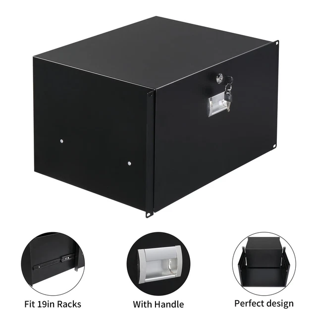 19" 1U/2U/3U/4U/6U Server Cabinet Case Rack Mount DJ Lockable Deep Drawer & Keys