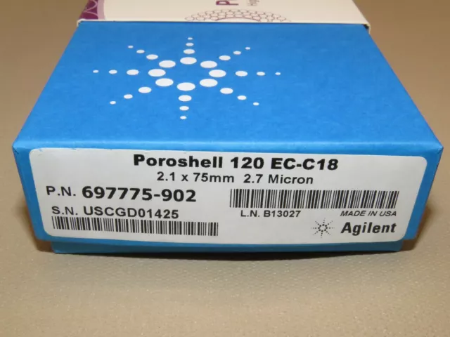 Agilent InfinityLab Poroshell 120 EC-C18, 2.1 x 75 mm, 2.7 µm HPLC Column *New* 2