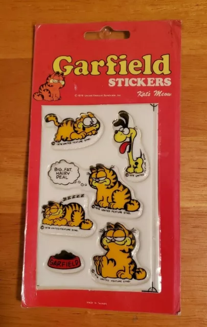 Vintage Garfield Kat's Meow Puffy Stickers Sealed New (1978)