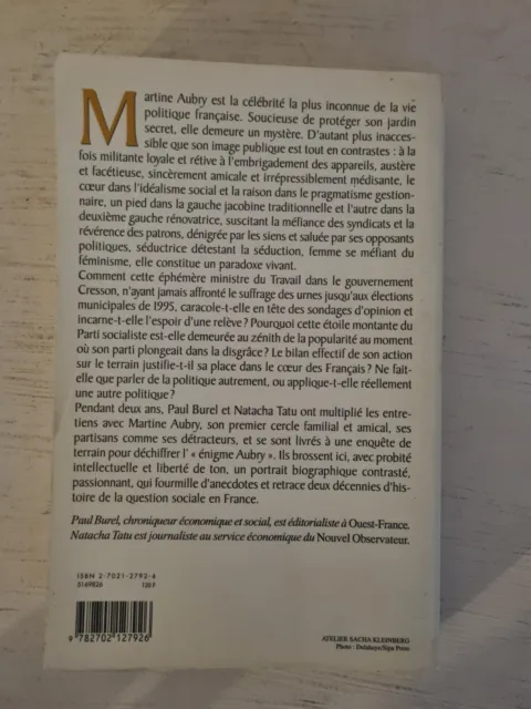 Martine Aubry Enquête sur une énigme politique PAUL BUREL & NATACHA TATU 1997 3