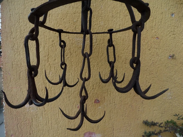 Beautiful Antique 19Th Century Blacksmith Hand Forged Water Well Hooks 2