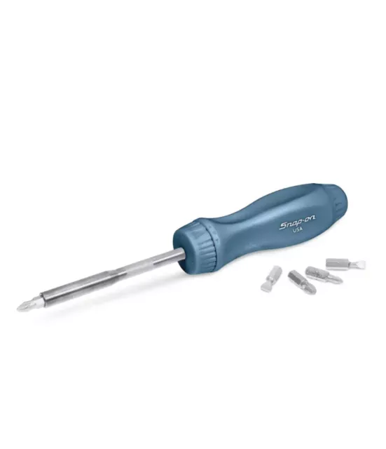 Snap On Ratchet Screwdriver In Pearl Blue With  5 Bits NEW