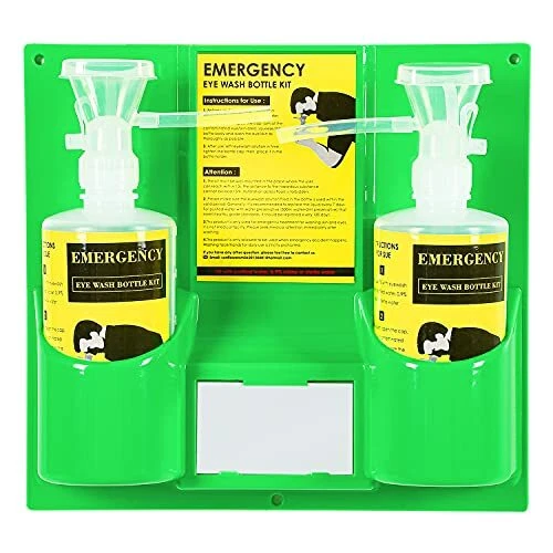 CGOLDENWALL Portable Eye Wash Station Wall Mounted Eyewash Station Double 500...