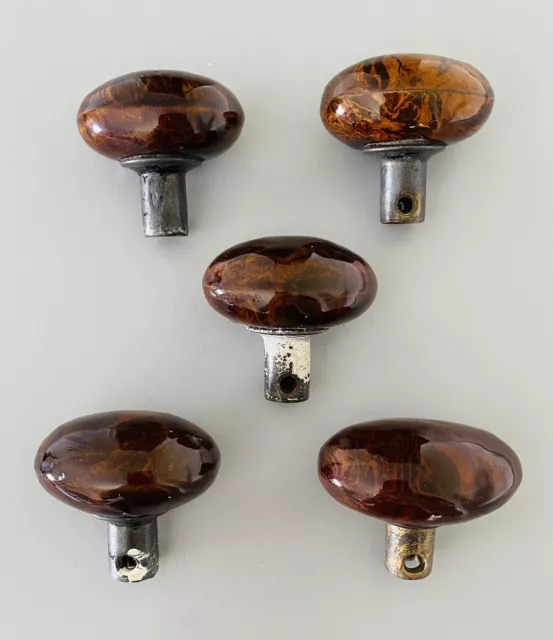 Vintage Bennington Door Handles x 5 Heavy Ceramic Knobs