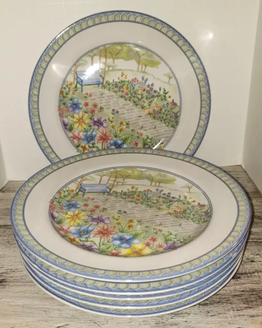 Flower Garden Plates 6 PTS International Interiors My Garden Dessert Luncheon 8"