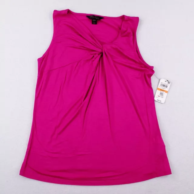 NWT Thalia Sodi Womens S Pink Tank Top Sleeveless Twist Front Shirt Stretch FUN