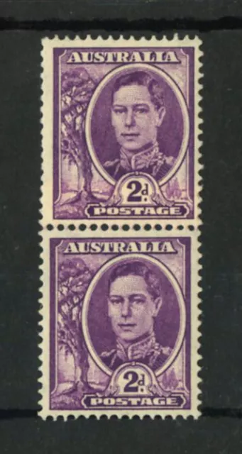 M2468 Australia 1949 SG205b - 2d bright purple in a COIL JOIN pair