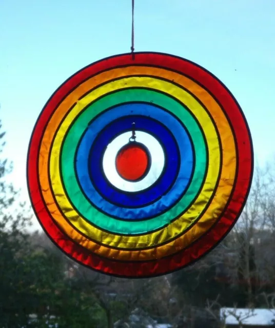 REGENBOGENKREIS SONNENFÄNGER 12,5 cm BUNTGLAS-EFFEKT komplett mit Haken 2