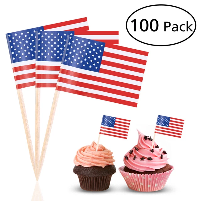 100 Cure-Dents Drapeaux Canadiens - Déco Cupcake, Sandwich, Cocktail - Papier Alimentaire - Pour Événements Et Fêtes