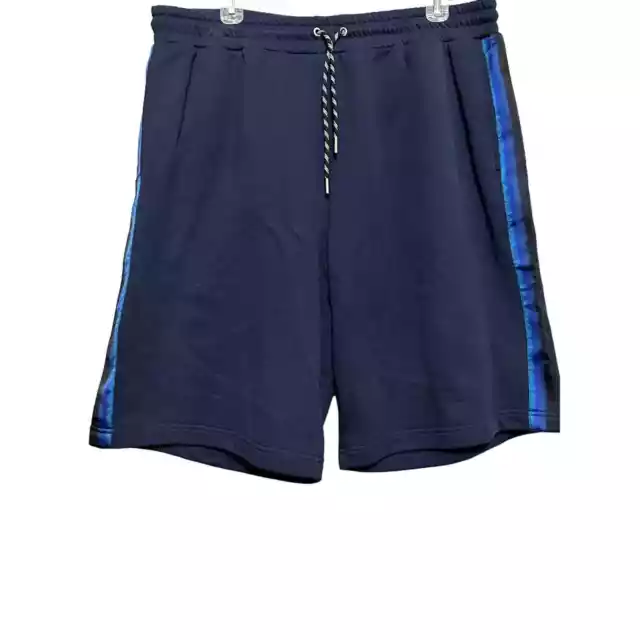 BUGATCHI MEN;S NAVY Blue Sweat Shorts With Stripe Drawstring 3XL NWT ...