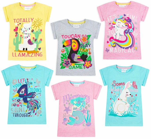 Girls Birthday I Am 1 2 3 4 5 6 Years Top Kids New Party Number T-Shirt Tee Top