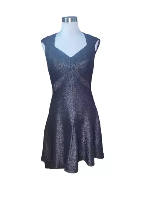 Zac Posen Z Spoke Womens Black Cap Sleeve Fit & Flare Shimmer Dress Size 8