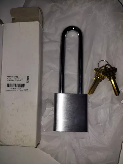 Long Shackle Padlock. GMS Padlock P2004, SC1 SCHLAGE KEYWAY