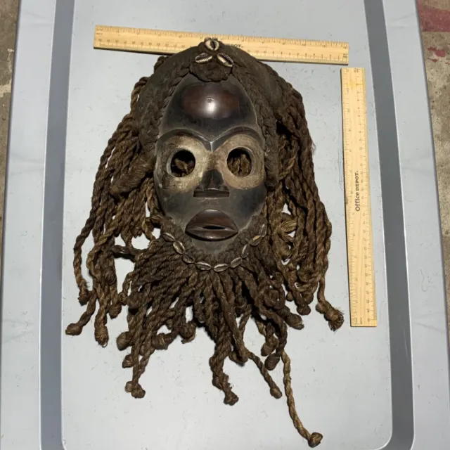 Dan Mask with Cowries and Rope Beard African mask great size OFFERS #6