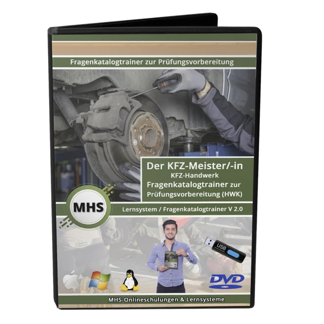 KFZ-Meister (m/w/d) - Lernsoftware mit über 3600 bzw. 4000 Fragen - DVD/USB/Buch