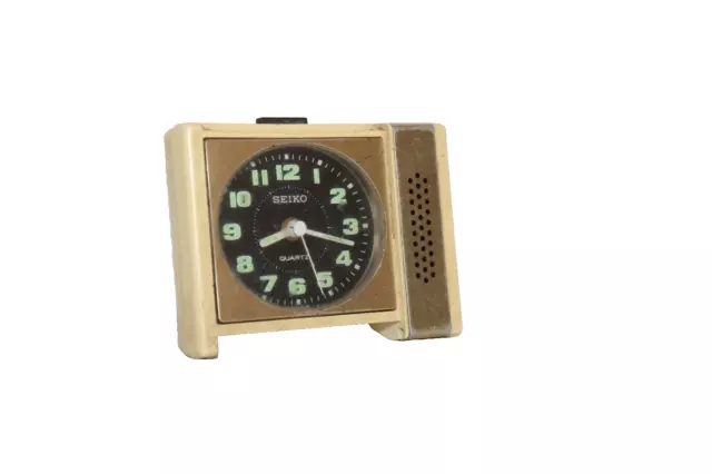 Vintage Small Seiko Quartz Alarm Clock Wind Up Desk Clock Made In Japan,Working.