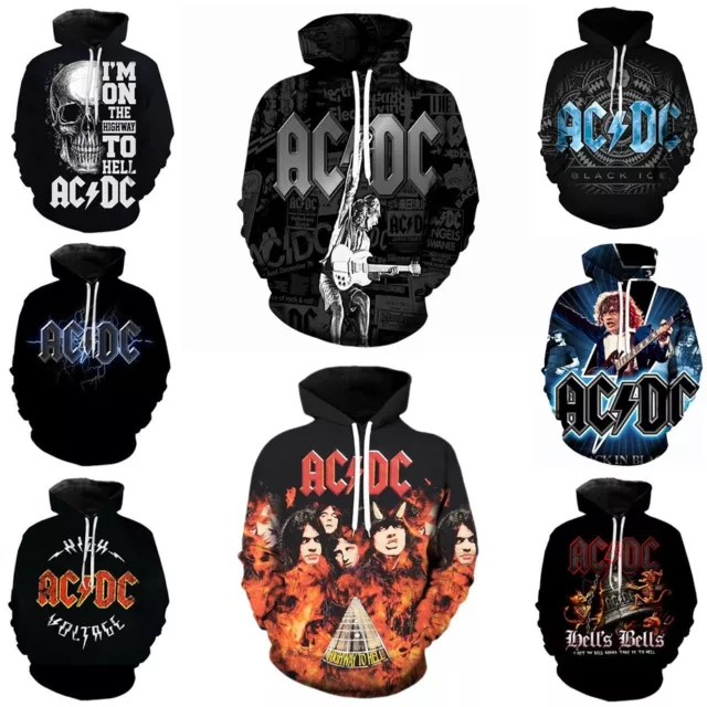 Herren ACDC Rock Band Pullover Hoodie Sweatshirt Jacke Pullover Tops Mantel