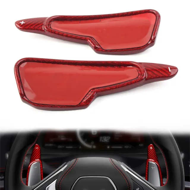 Paddle cambio volante rosso fibra di carbonio per Chevrolet Corvette C8 2020-2022