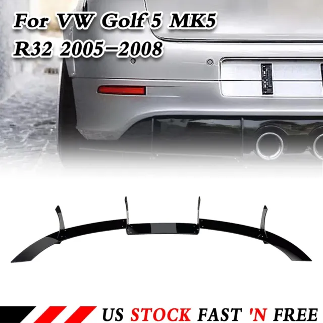 Gloss Black Rear Bumper Diffuser Cover Shark Fin For VW Golf 5 MK5 R32 2005-2008