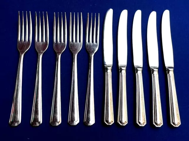 GROSVENOR 10 Piece Silver Plated Cutlery Dinner KNIVES & FORKS Delphic Pattern