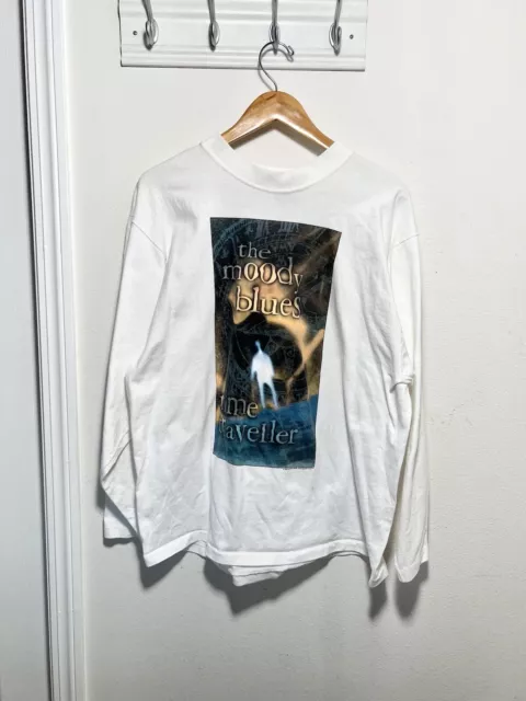 Vintage 95” Moody Blues Mock Neck Long Sleeve White Tour Shirt Size XL