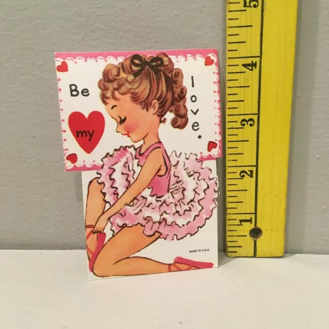 Vtg Valentine Card Pretty Little Girl Ballerina Dancer