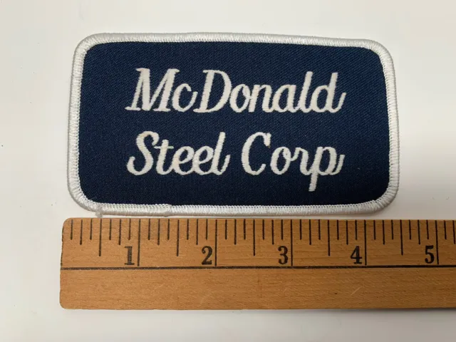 Vtg Mcdonald Steel Corp Gas Fuel Station Style Embroidered Patch Blue White