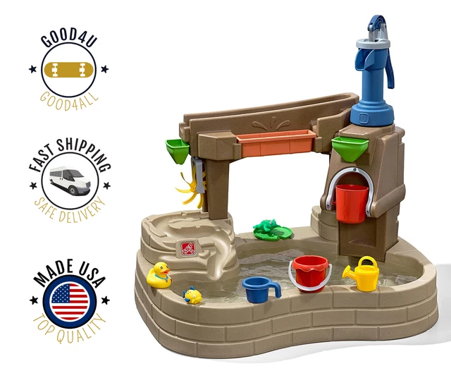 Step2 Pump & Splash Discovery Pond Water Play Table Brown Sand Toys for Kids