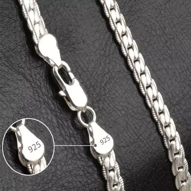 Sterling Silver Thick Solid 925 Men's New Figaro Chain Necklace Bracelet Italy