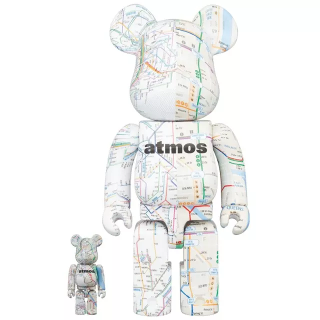 Medicom 400% + 100% Bearbrick x Atmos Be@rbrick Subway Tokyo & NYC Brand New