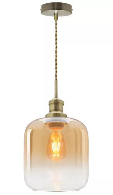 Vintage Retro Gold Glass Shade Pendant Ceiling Light Home Diner Chandelier M0203