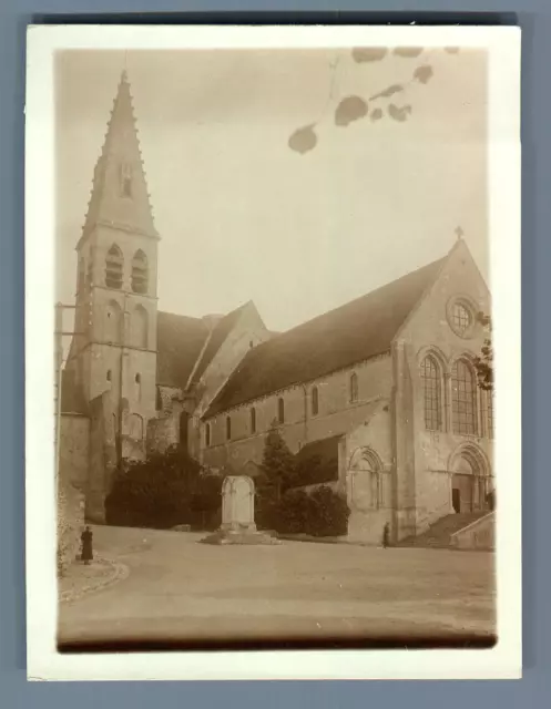 France, Ferrières en Gâtinais (Loiret), L&#039;Eglise  Vintage silver print.