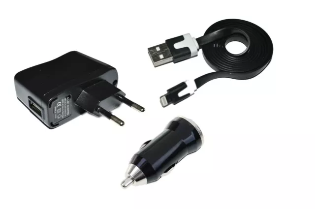 Set USB Ladekabel für Iphone Adapter Auto Stecker Netzteil KFZ Ladegerät Kabel 5