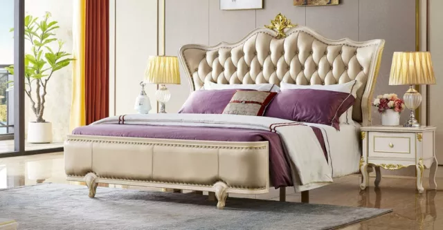 Bett Nachttisch 3tlg. Schlafzimmer Set Chesterfield Luxus Komplett Möbel Barock