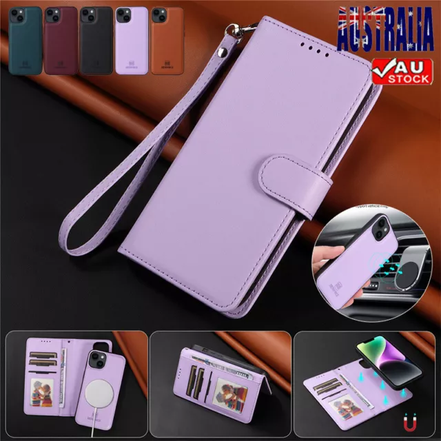 Magsafe Leather Flip Cover Wallet Case For iPhone 15 14 13 12 11 Pro Max 87 Plus