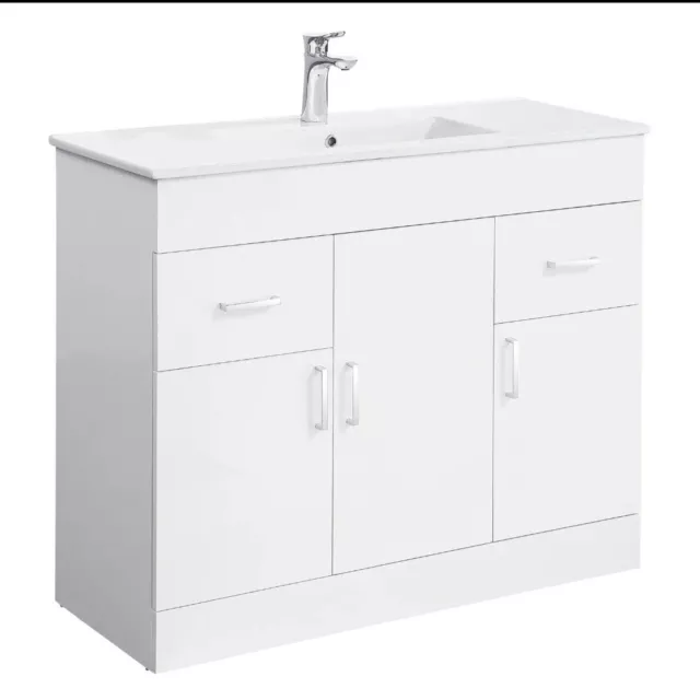 Bathroom Vanity Unit with Sink Basin Storage Cupboard Furniture Set White 1000mm