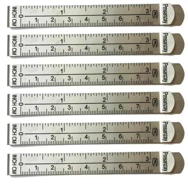 Paquete de 6 clips de cortina con dobladillo de acero inoxidable guías de medición - pulgadas y cm
