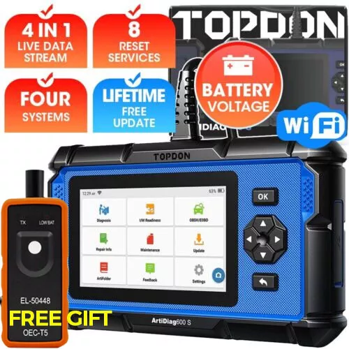 TOPDON AD600S OBD2 Scanner ABS SRS Transmission Car Code Reader Diagnostic Tool