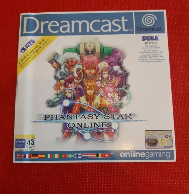Jeu Sega Dreamcast Phantasy Star Online Avec Notice - État Correct, Fonctionne - Boîtier Usé, Disque Rayé