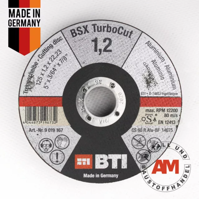 Aluminium Trennscheibe BTI Flexscheiben BSX Turbo Cut Alu 125x1,2x22,2mm