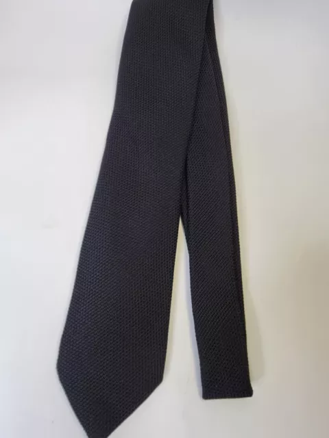 Hideoki Bespoke Men's Tie Black Textured 3"