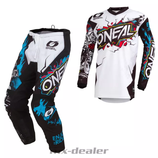 O'Neal Element KINDER Villain Weiß MX Motocross Combo Cross Hose Jersey