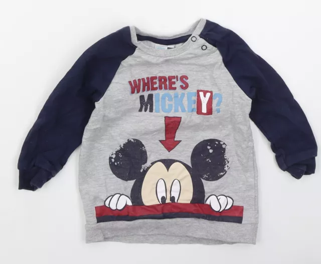 Disney Boys Grey Cotton Pullover Sweatshirt Size 2-3 Years Pullover - Where's Mi