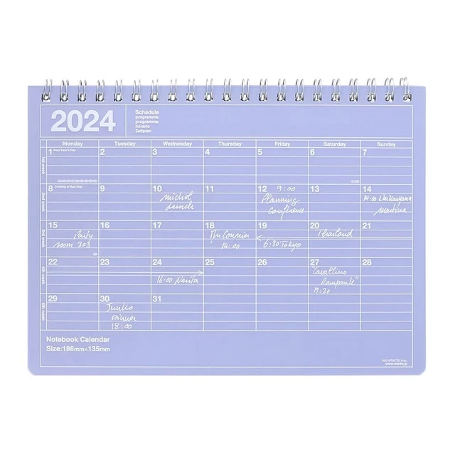 NOTEBOOK 2024 SCHEDULE Book Starting in January 2024 Monthly Block B6