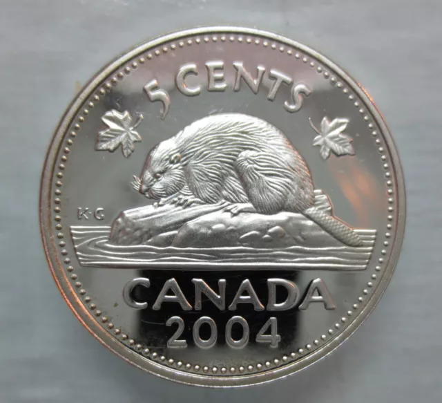 2004 Canada 5 Cents Proof Silver Heavy Cameo Nickel Coin