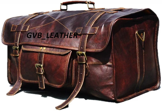 Homme Cuir Duffel Voyage Bagages Grand Rangement Vintage Weekend Nuit Sac