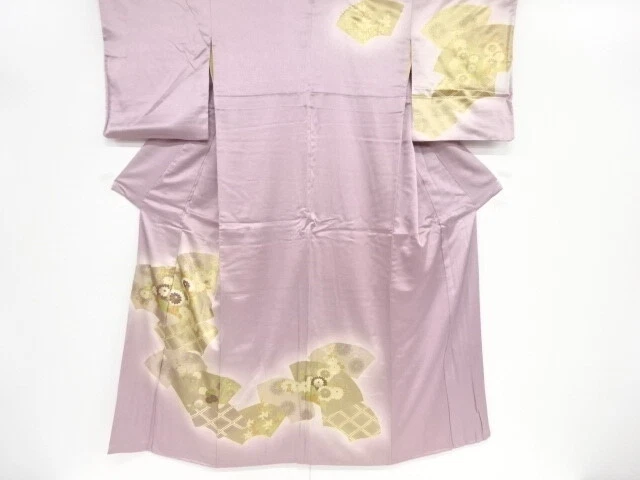 41078# Japanese Kimono / Antique Kimono / Kiku & Ume Blossom With Maple Leav