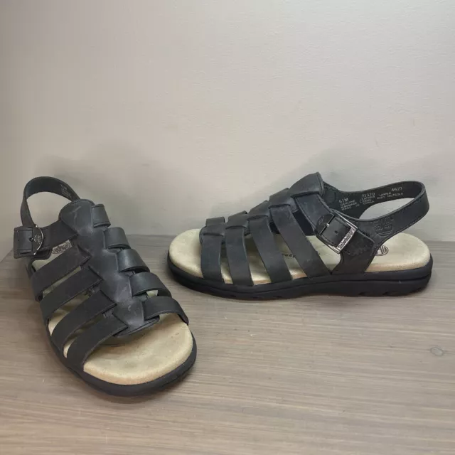 Timberland women’s size 6.5 Black leather strap sandals Manix Fisherman