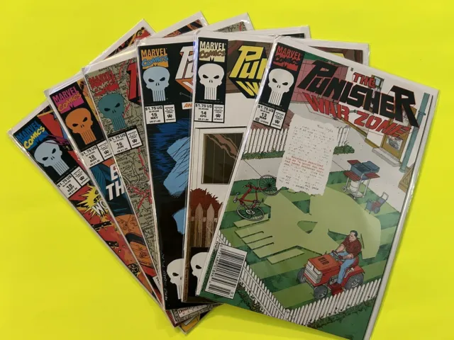 Lot of 6 Comics PUNISHER - WAR ZONE  MARVEL  1989-1993 #’s 13-16, 18 & 19