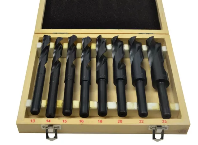 8PC 13MM REDUCED SHANK DRILL SET 13-25mm